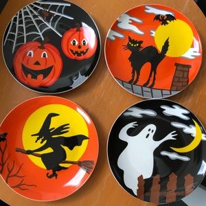 Halloween ceramic plates set of 4